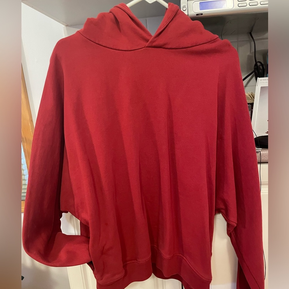 Allsaints Red dolman batwing hoodie with pockets